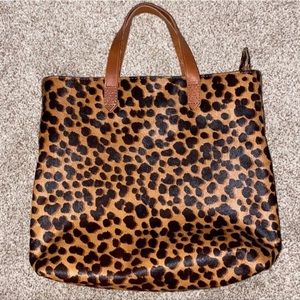 madewell leopard/cheetah print small tote purse